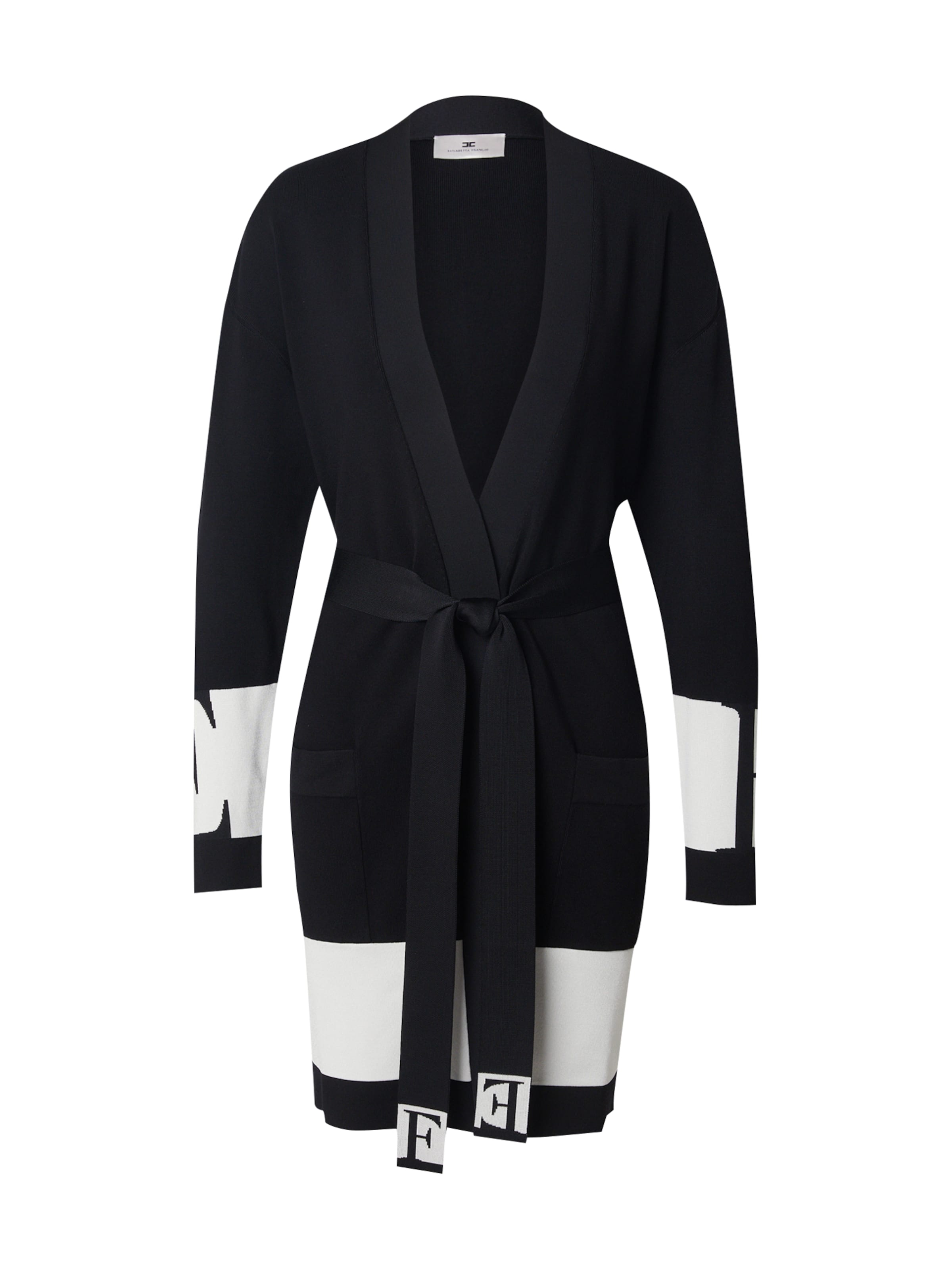 melns Elisabetta Franchi Adīta jaka: no priekšpuses