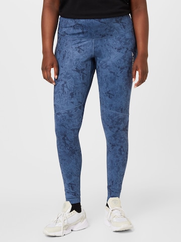 ADIDAS TERREX Skinny Sportsbukser 'Multi Allover Print ' i blå: forside