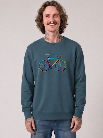 Watapparel Sweatshirt 'Fahrrad By Night' in Blauw: voorkant