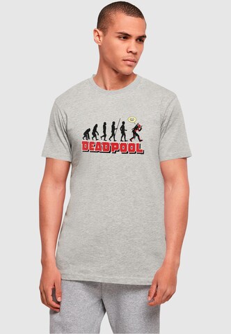 ABSOLUTE CULT T-Shirt 'Deadpool - Evolution' in Grau: Vorderseite