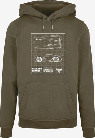 ABSOLUTE CULT Sweatshirt 'Cars - Jackson Storm Blueprint' in Grün: predná strana