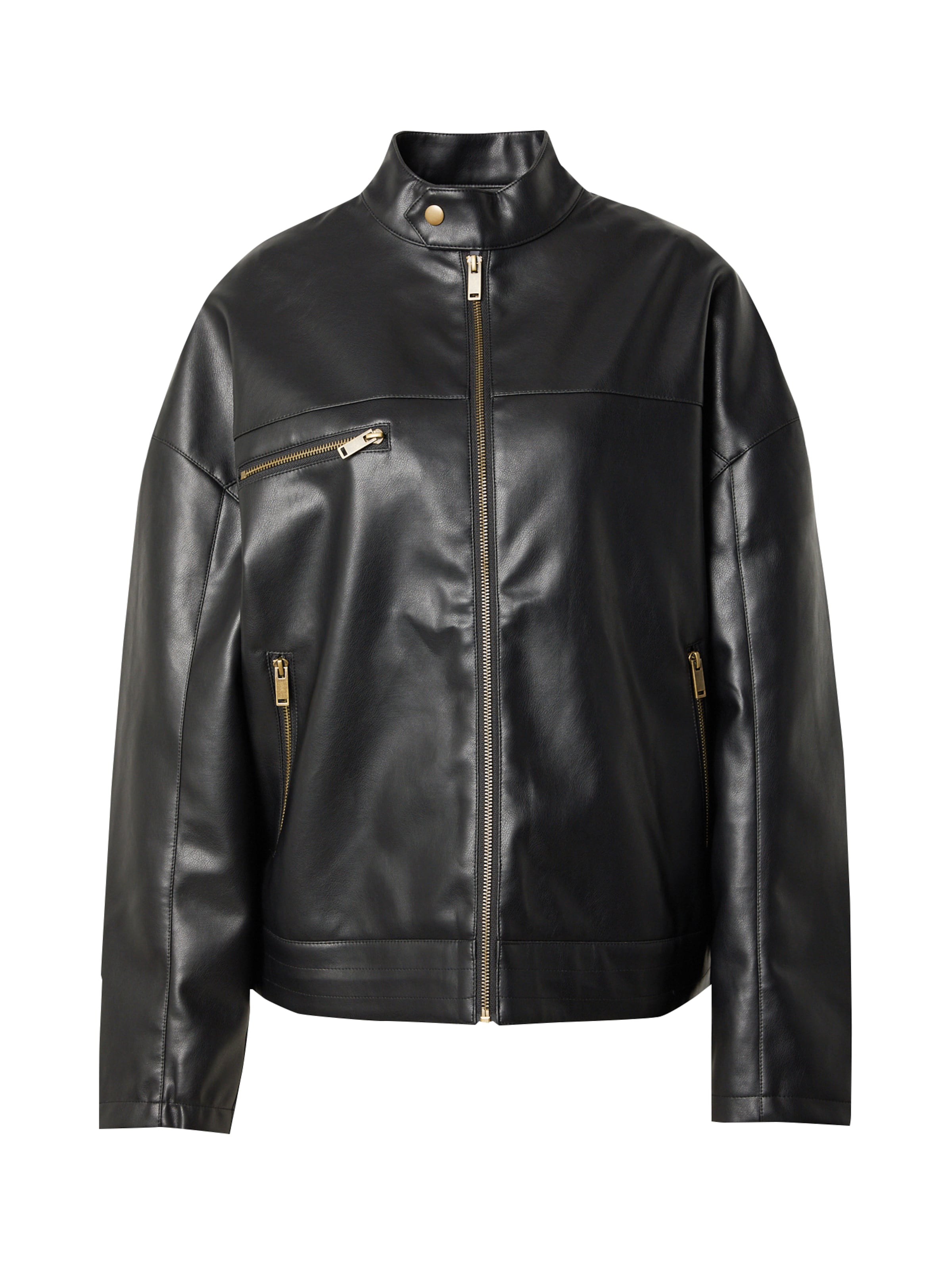 melns millane Starpsezonu jaka 'Fleur': no priekšpuses