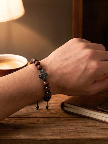 UNIQAL Armband 'RED TIGERAUGE ZIRKONIA' in Gemengde kleuren