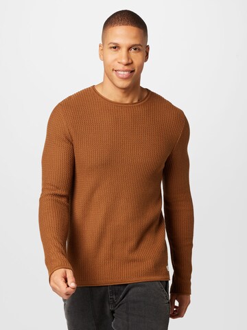 JACK & JONES Regular fit Πουλόβερ 'CARLOS' σε καφέ: μπροστά