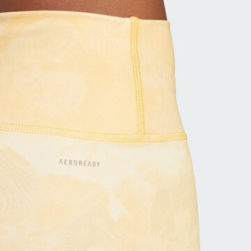 ADIDAS PERFORMANCE Skinny Workout Pants 'Train Essentials AOP' in Yellow