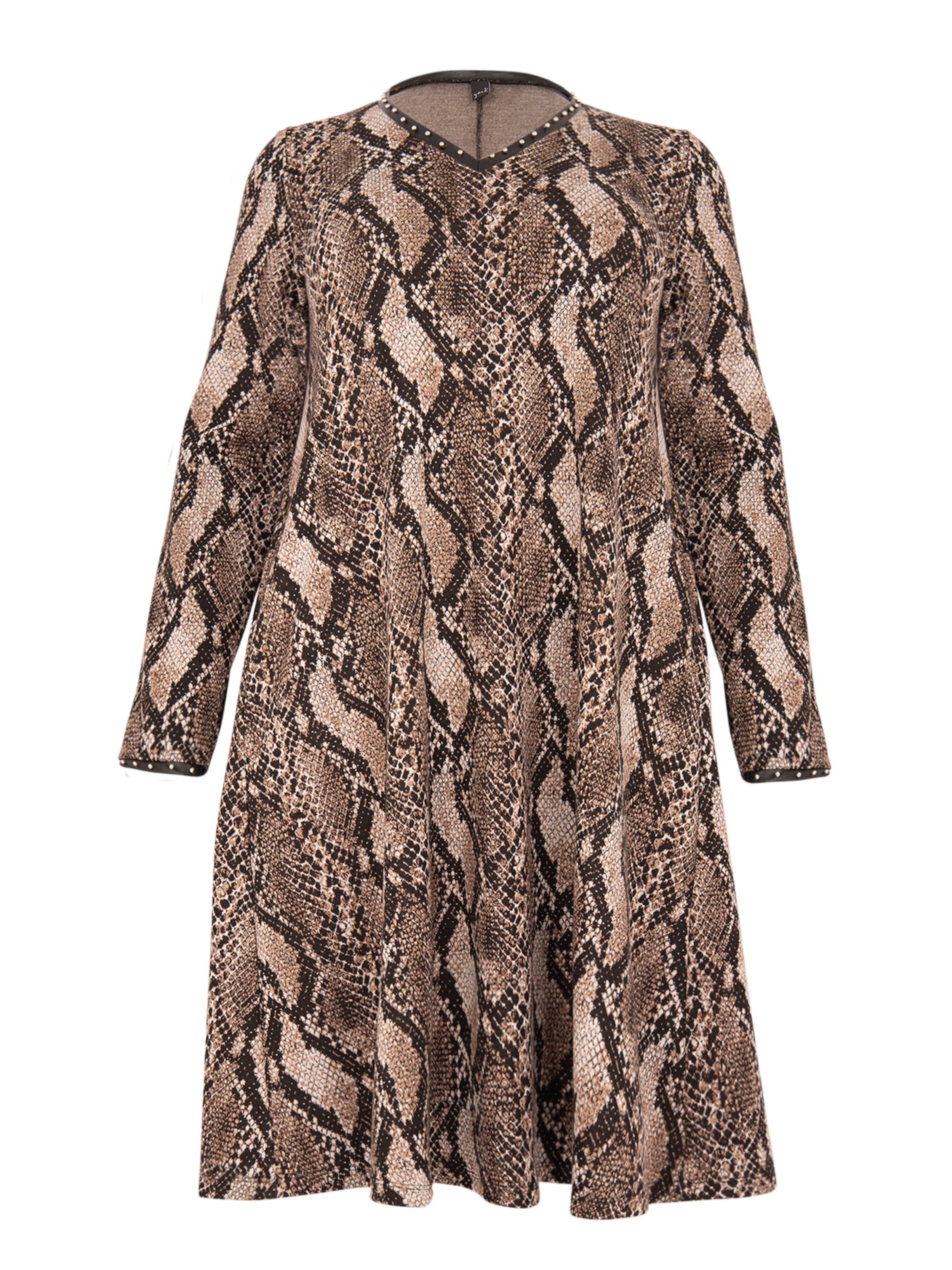 YOEK Jurk in Bruin: voorkant