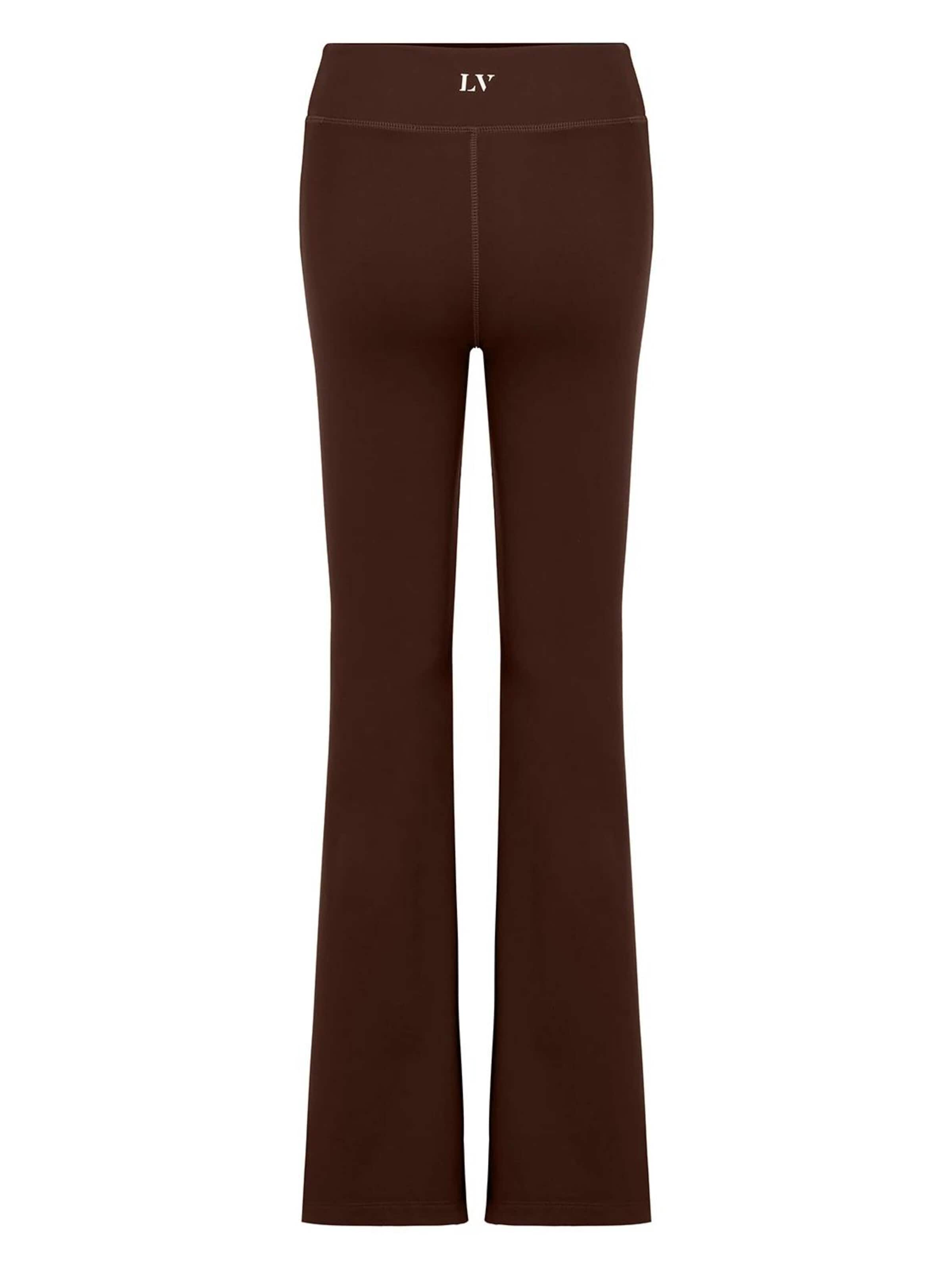 La V Flared Sports trousers 'Flared sportlegging Fleur' in Brown