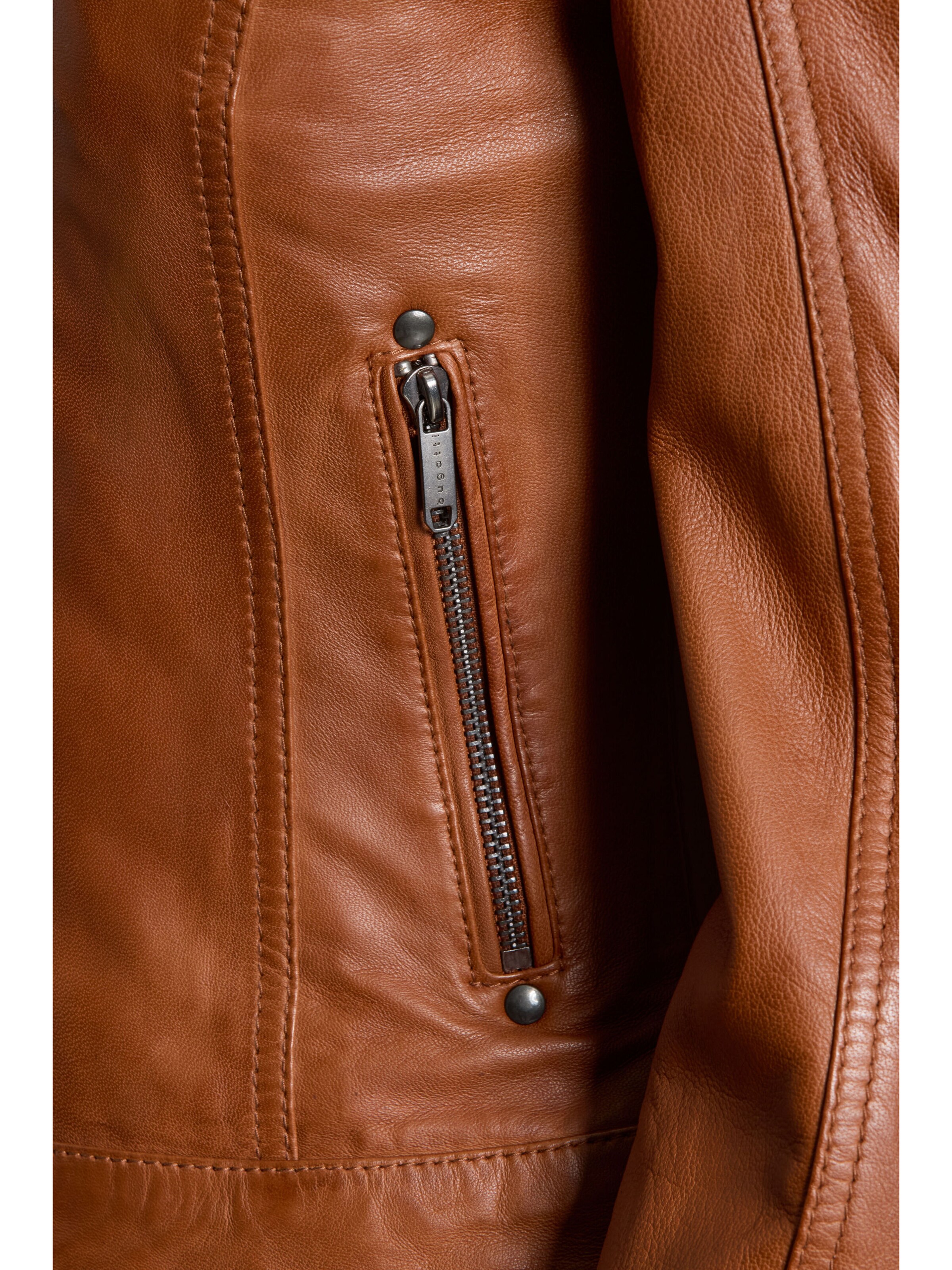 bugatti Lederjacke aus hochwertigem Leder, mit Stehkragen in Braun