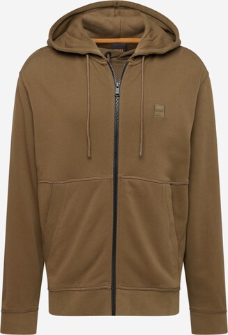 BOSS Sweat jacket 'Zetalky' in Green: front