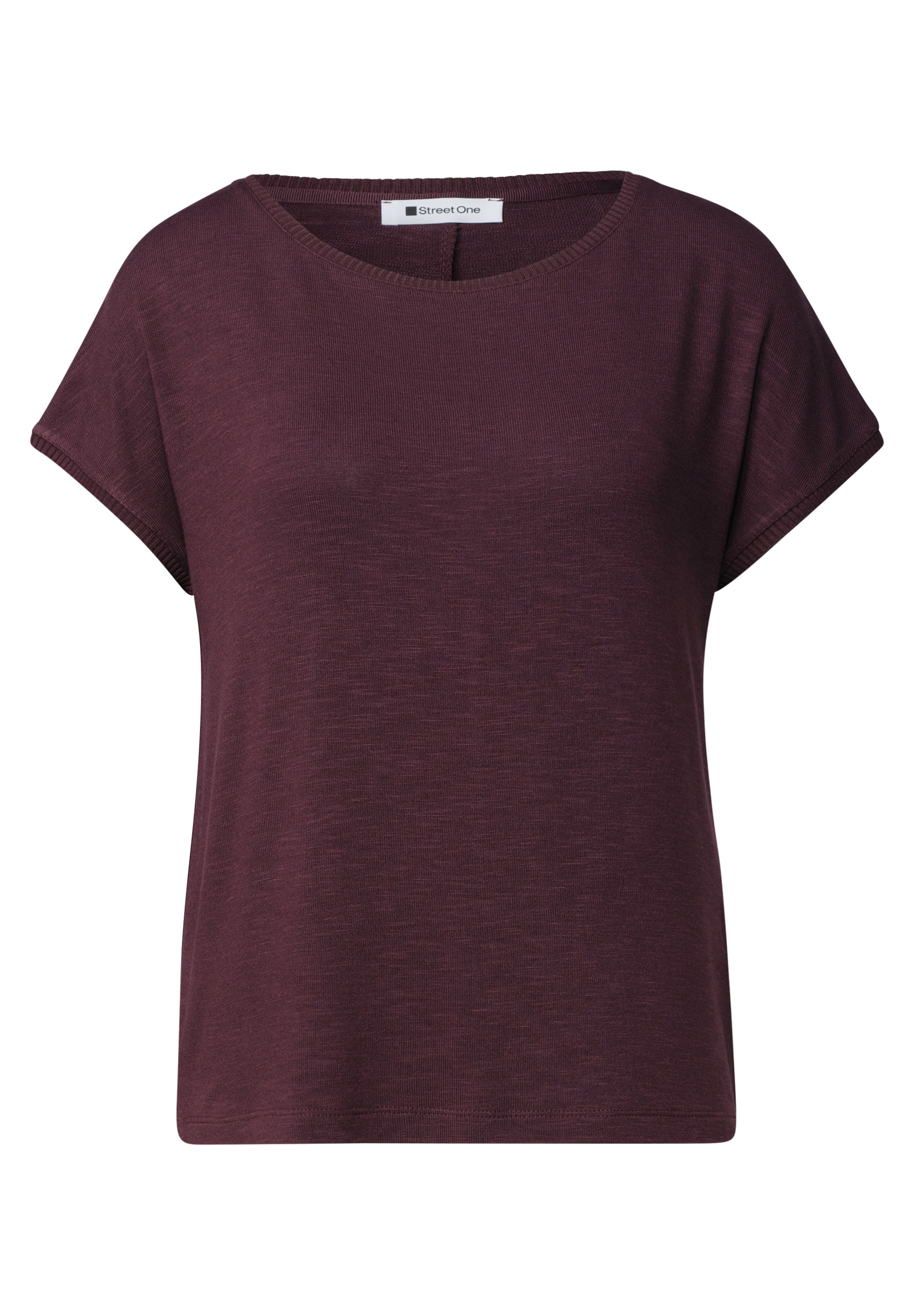 STREET ONE Dropped Shoulder Shirt mit Rundhals in Rot: Vorderseite