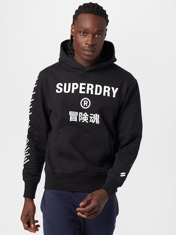 Hanorac sport de la Superdry pe negru: față