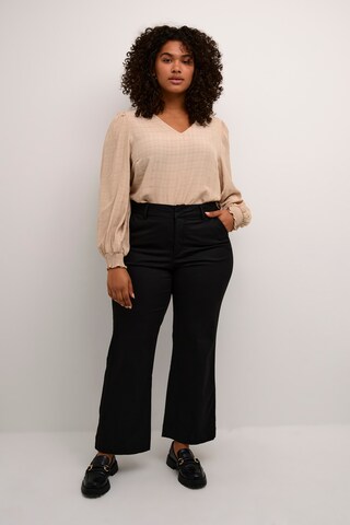 KAFFE CURVE Wide leg Chino trousers 'Leana' in Black
