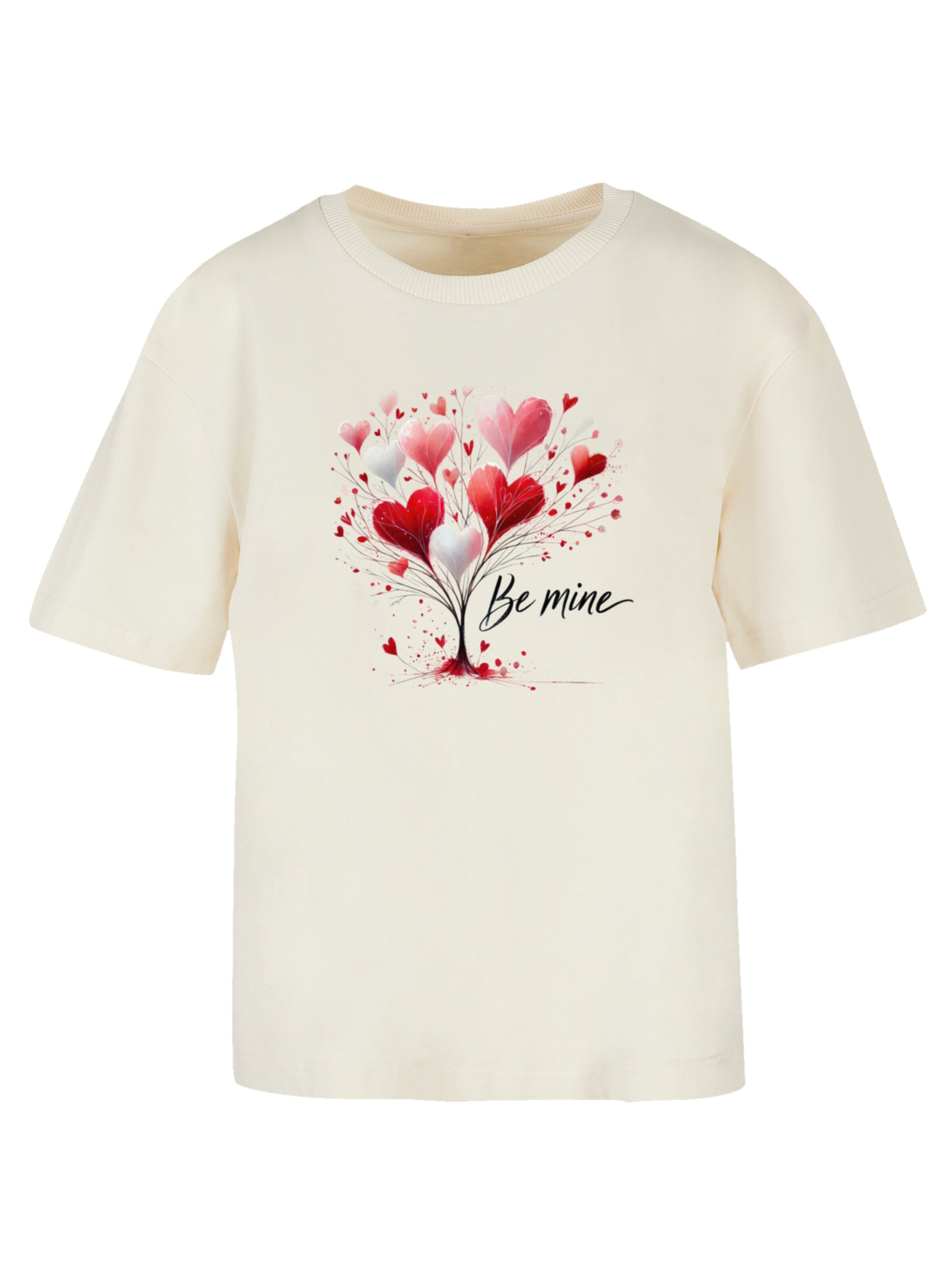 F4NT4STIC Shirt 'Herzbaum Be Mine!' in Beige: front