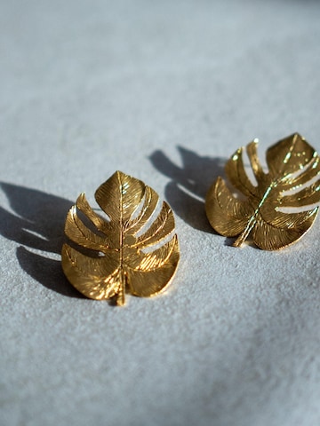 Les Reines Oorbellen 'The Grand Leaf' in Goud