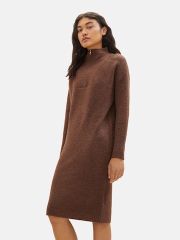 TOM TAILOR DENIM Knitted dress in Brown: front