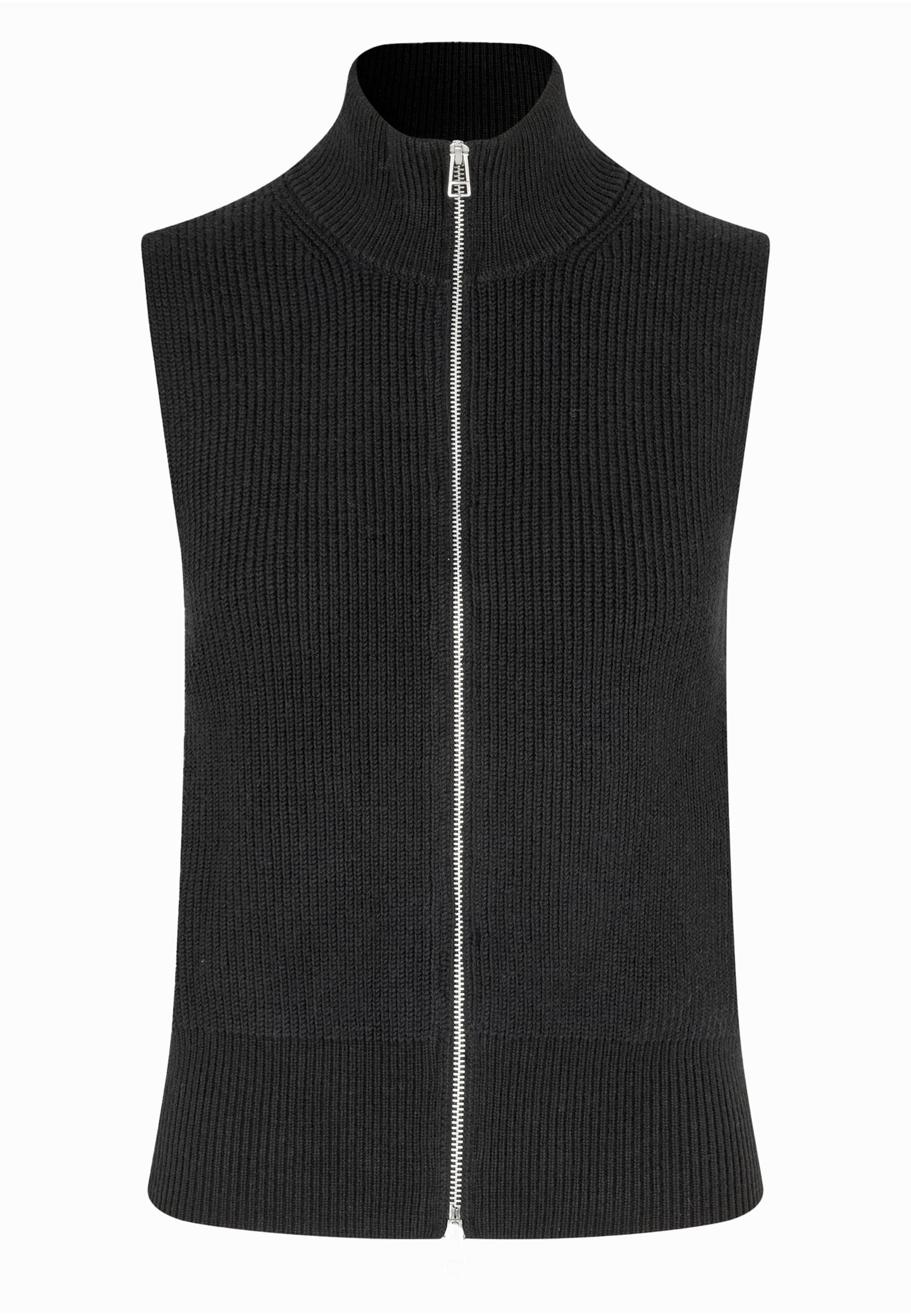 SECOND FEMALE Knitted Vest 'Yora' in Black: front