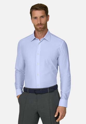 Coupe regular Chemise Boggi Milano en bleu : devant