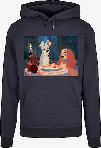 ABSOLUTE CULT Sweatshirt 'Lady And The Tramp - Spaghetti Photo' in Blauw: voorkant