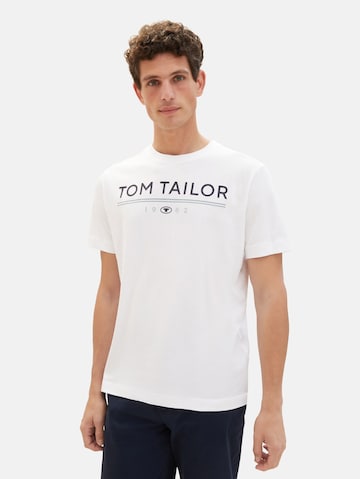 T-Shirt TOM TAILOR en blanc : devant