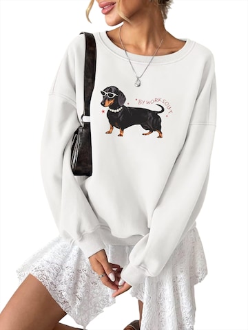 GORHEY Sweatshirt 'Women's Pullover with Dachshund Print, Loose Fleece Pullover for Autumn/Winter' in White: front