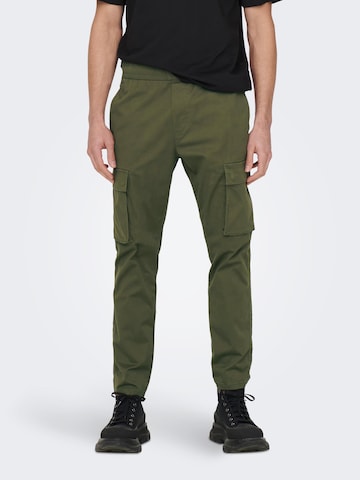 Regular Pantalon cargo 'Linus' Only & Sons en vert : devant