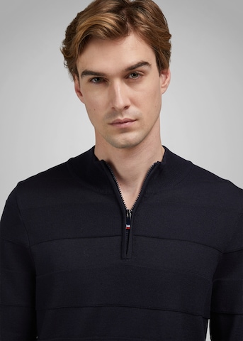 HECHTER PARIS Strickpullover 'ZIP TROYER' in Blau