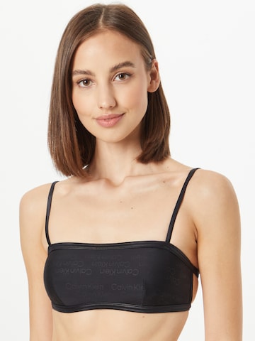 Calvin Klein Swimwear Bandeau Bikini Top in Black: front