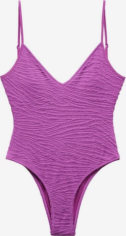 MANGO Triangle Swimsuit 'Samos' in Purple: front