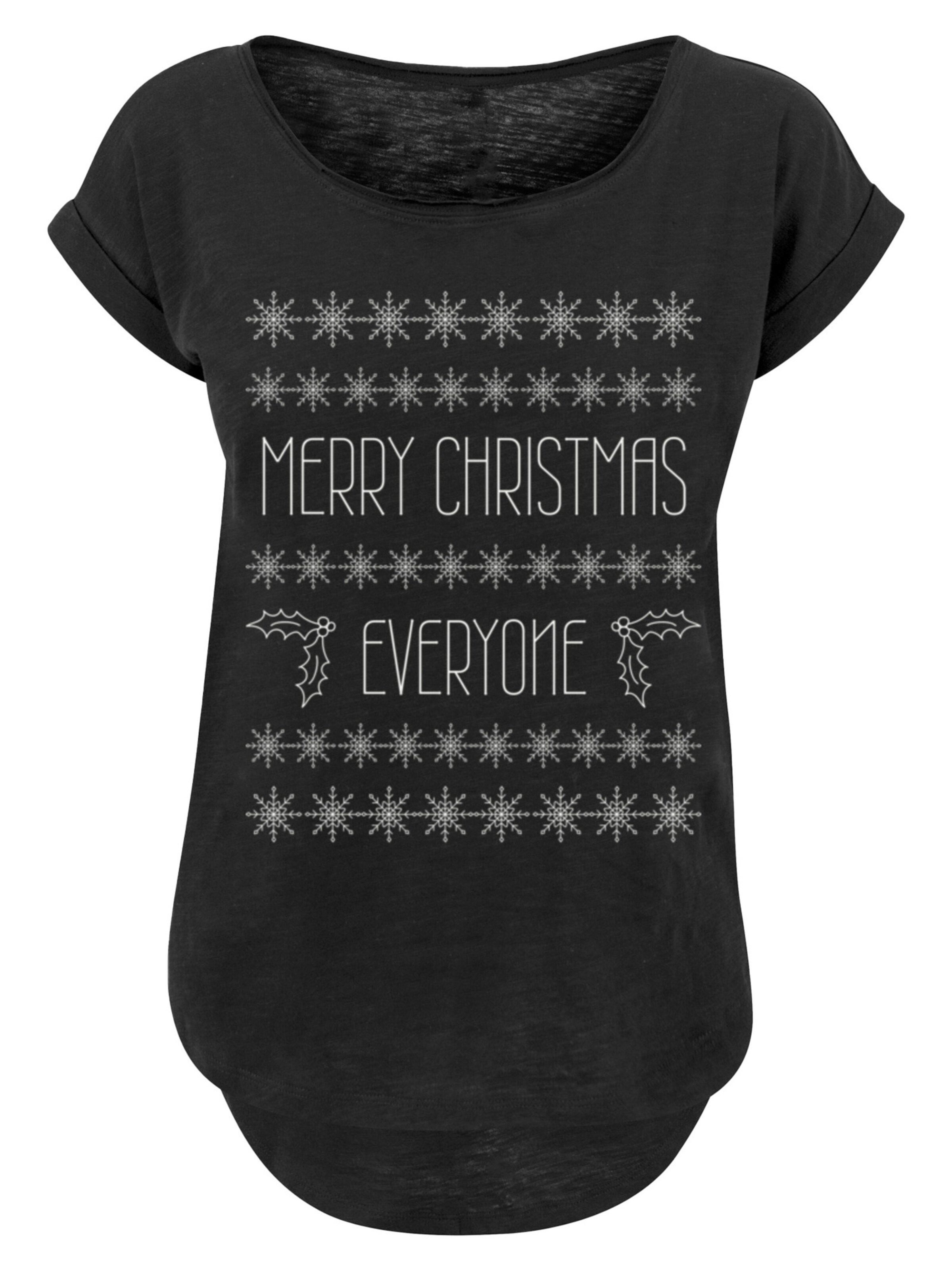 F4NT4STIC Shirt 'Merry Christmas Everyone Weihnachten' in Zwart: voorkant