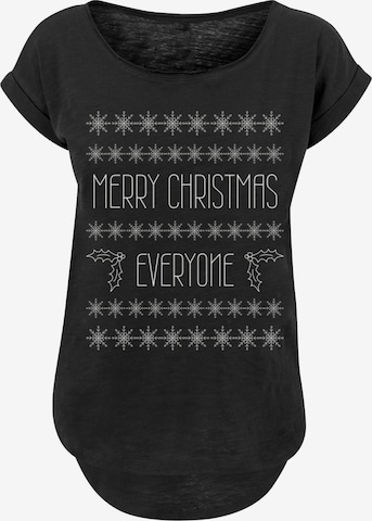 F4NT4STIC Shirt 'Merry Christmas Everyone Weihnachten' in Zwart: voorkant