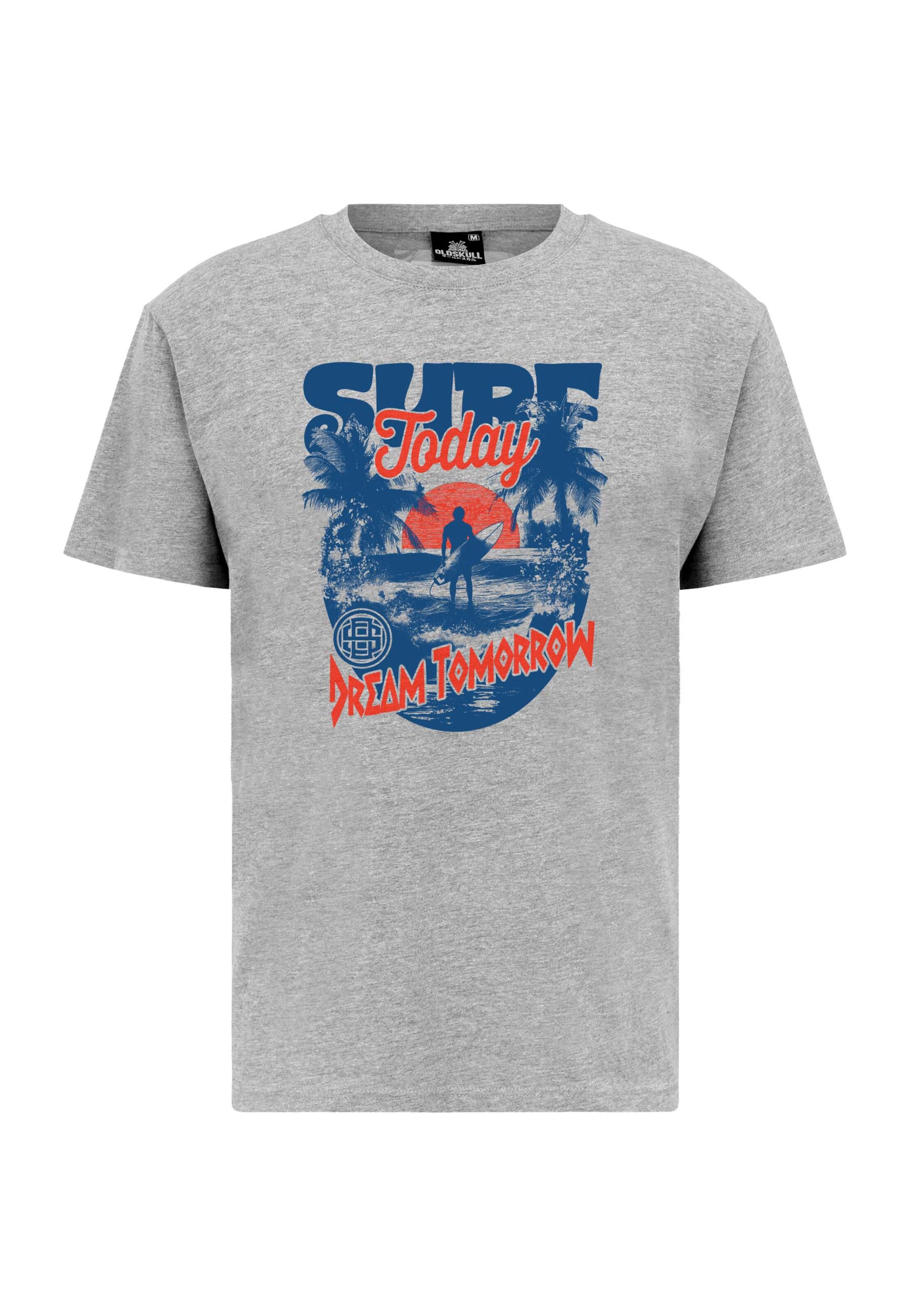 Oldskull Shirt 'Wrldvibe Surf Dreams' in Grey: front