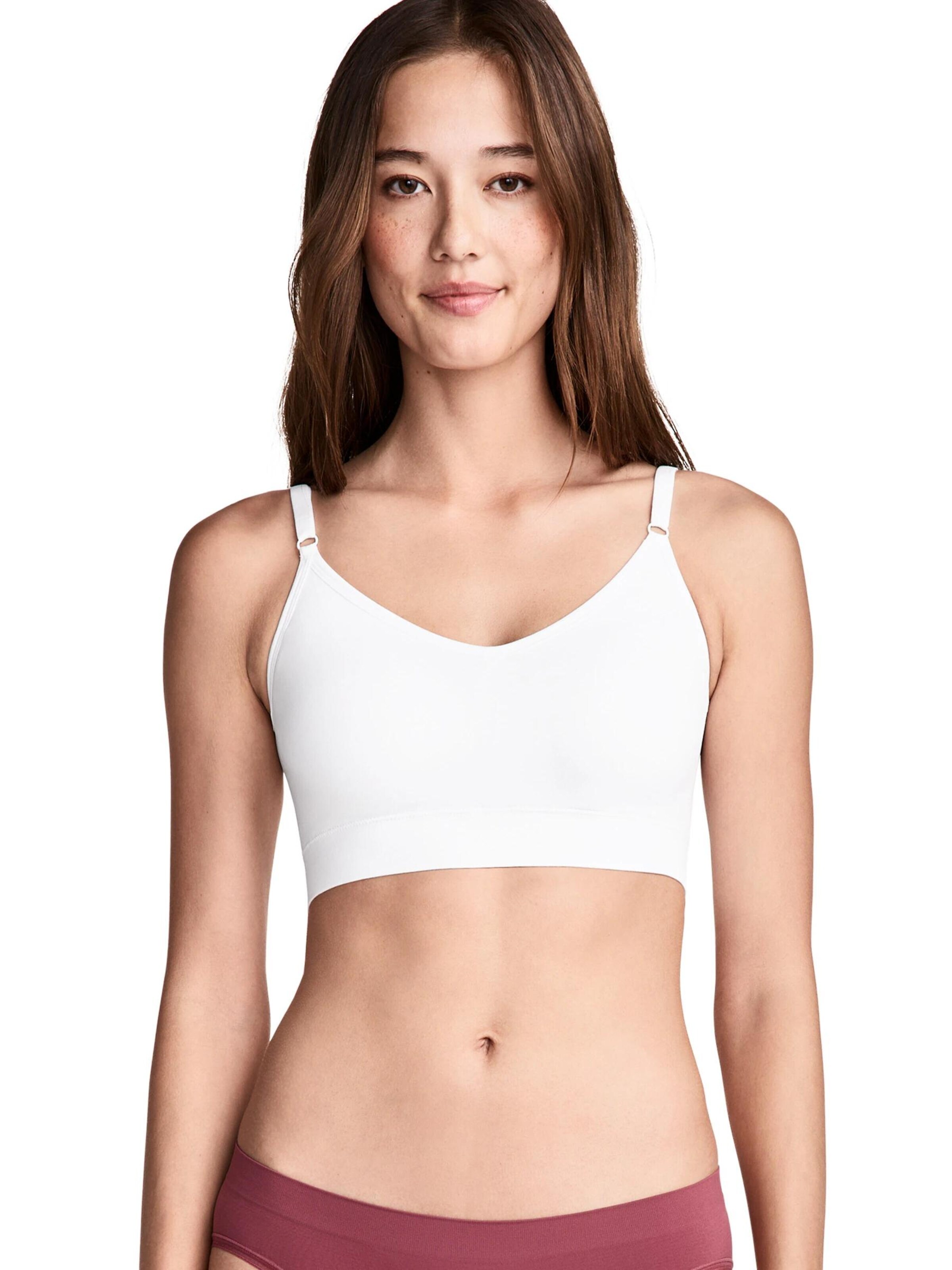 JOCKEY Bralette Sports Bra 'Seamfree™ Back Smoothing V-Neck Bralette' in White: front