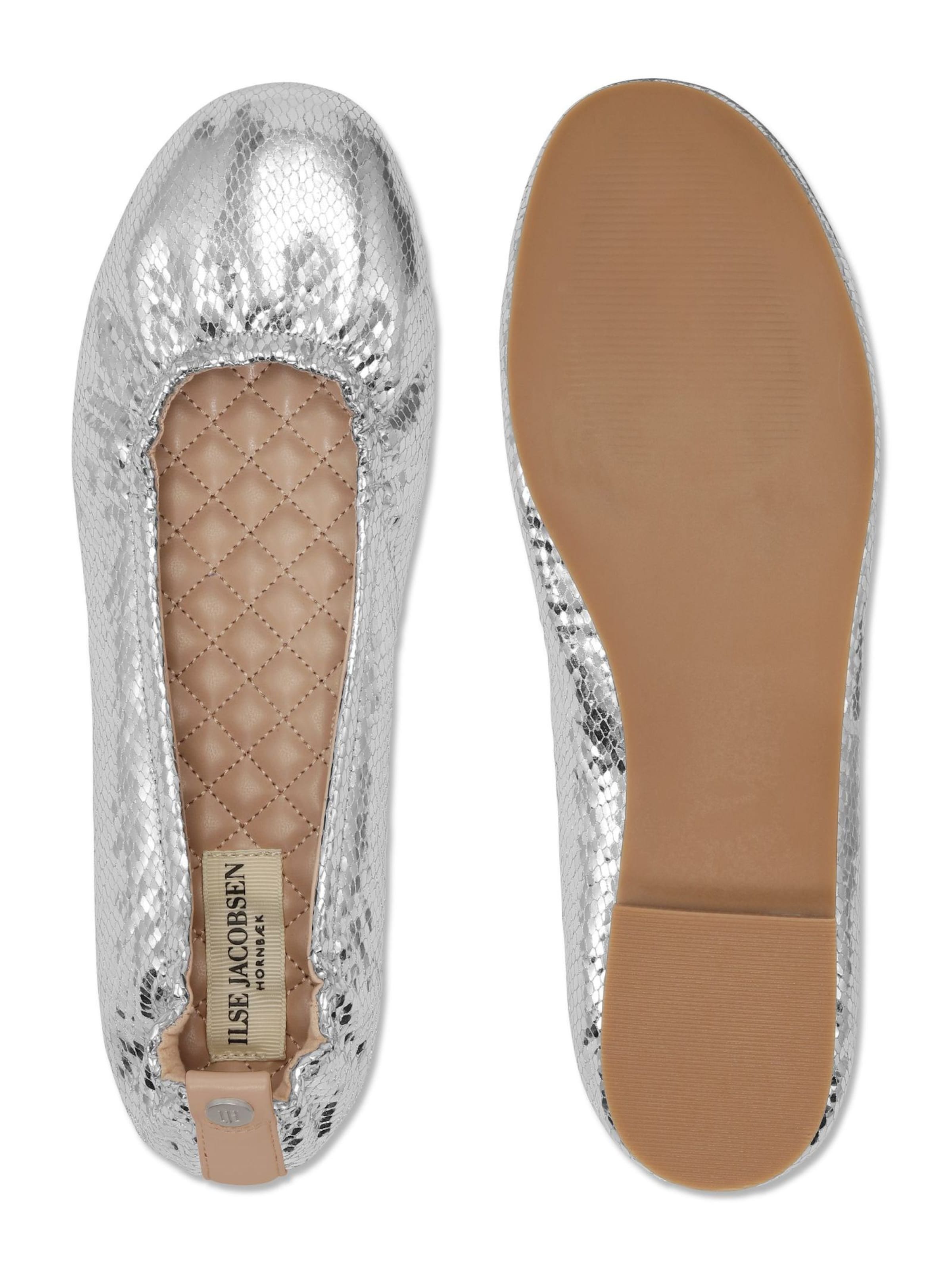 ILSE JACOBSEN Ballet Flats 'Panora01' in Silver