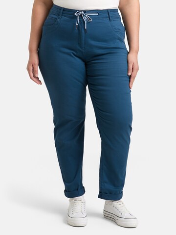 Coupe slim Pantalon TOM TAILOR en bleu : devant