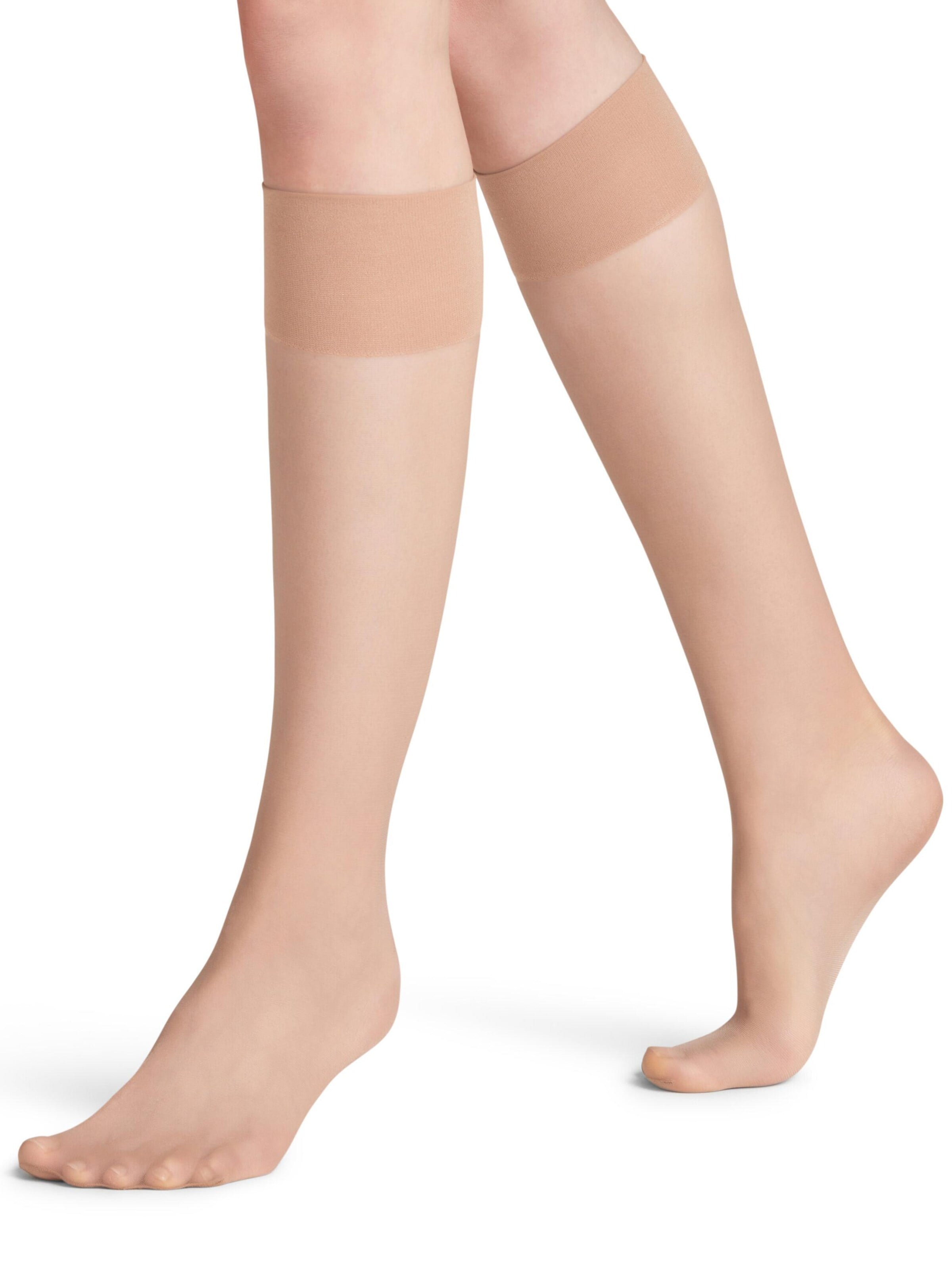 FALKE Knee High Socks 'Pure Matt' in Brown: front