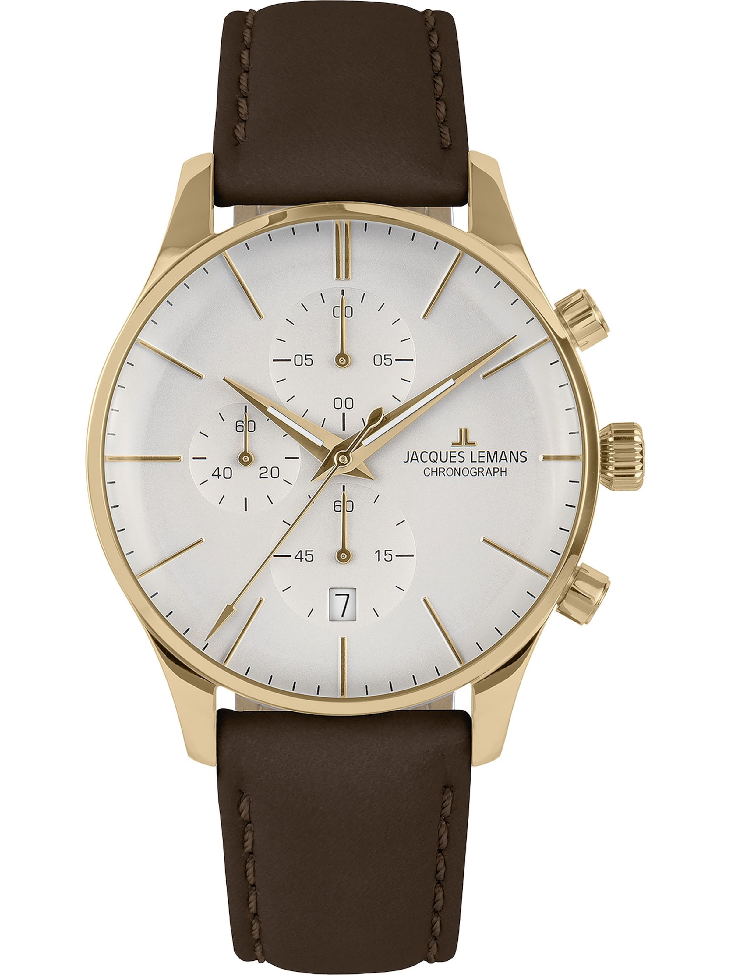 Jacques Lemans Analoguhr in Braun: Vorderseite