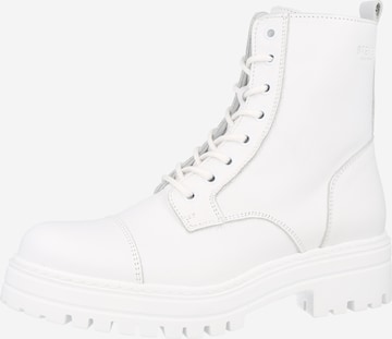 Steven New York Lace-Up Ankle Boots in White: front