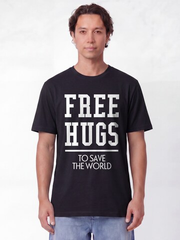 T-Shirt 'Free Hugs To Save The World' Watapparel en noir : devant