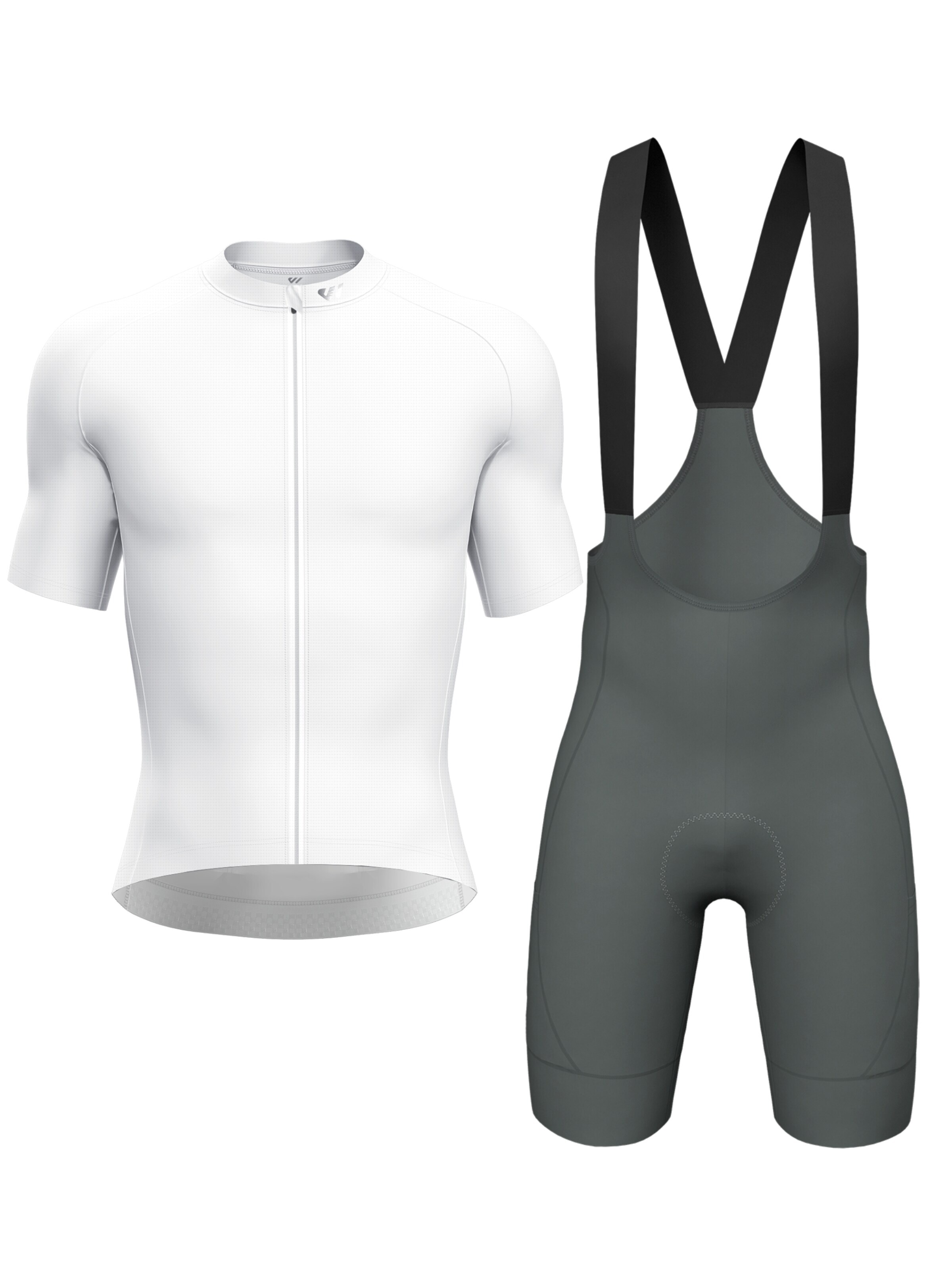 WULIBIKE Sweatsuit 'Wulibike Radsport-Set 'Y-Cargo' Weiß/Grau' in White: front