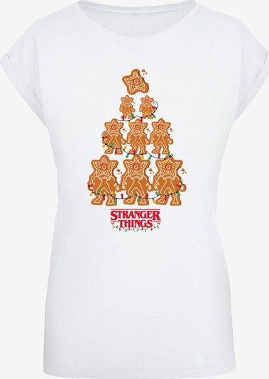 ABSOLUTE CULT T-shirt 'Stranger Things - Gingerbread' en cognac / vert / rouge sang / blanc, Vue avec produit