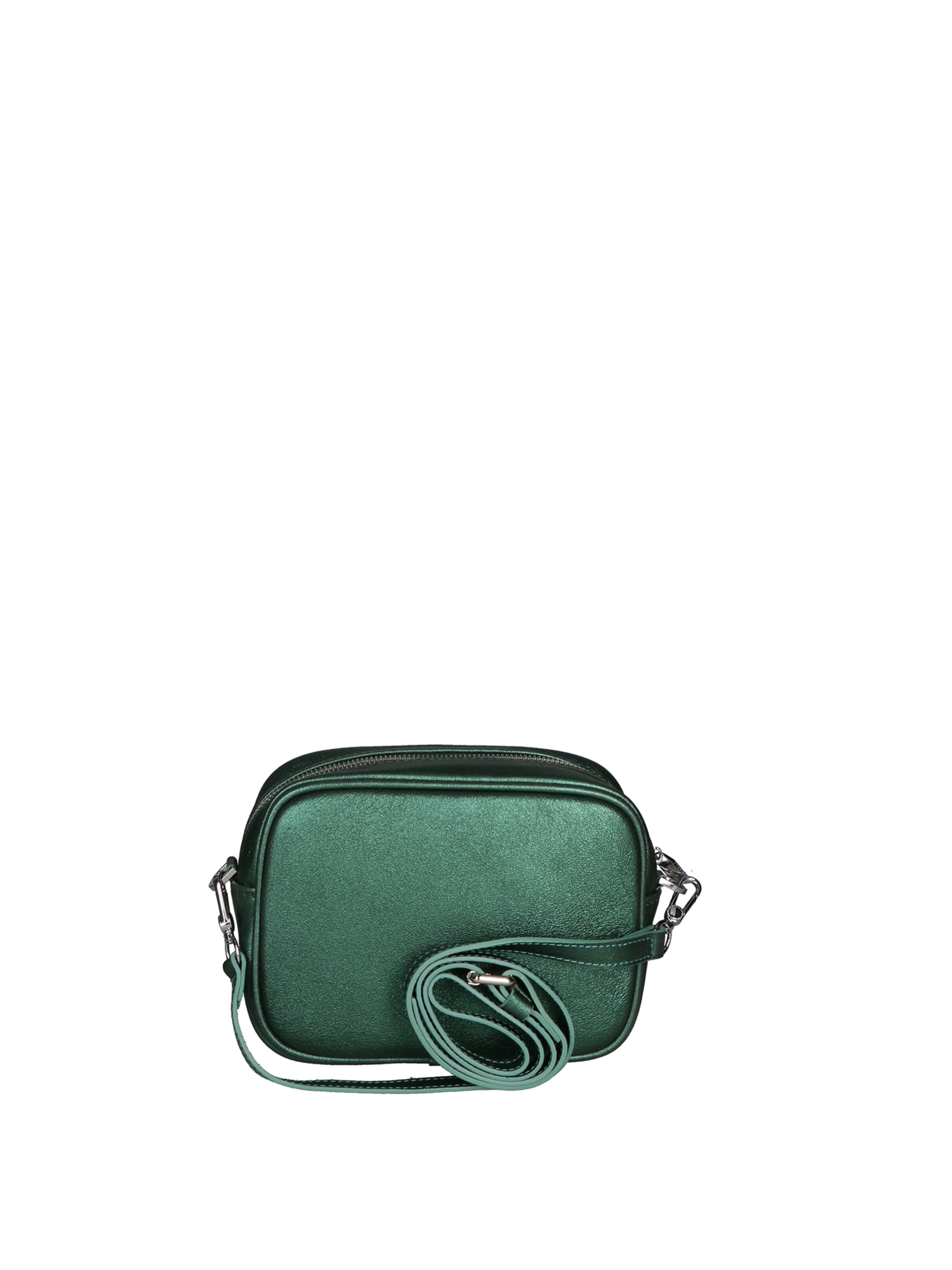 Borsa a tracolla 'Borsa a Tracolla Donna Pelle Laminata con Zip' di Virginia Rhinè in verde
