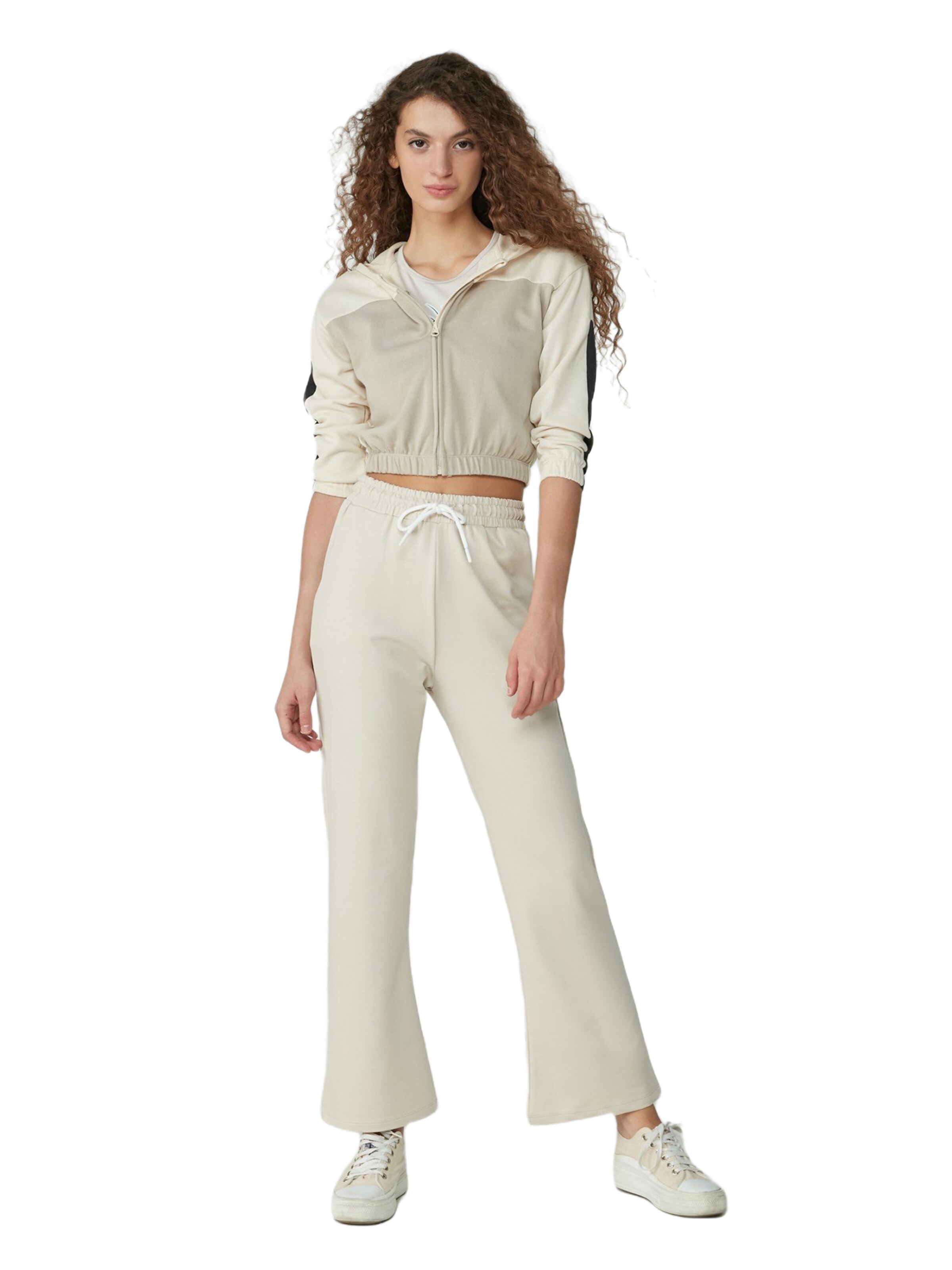 C&City Flared Broek in Beige: voorkant