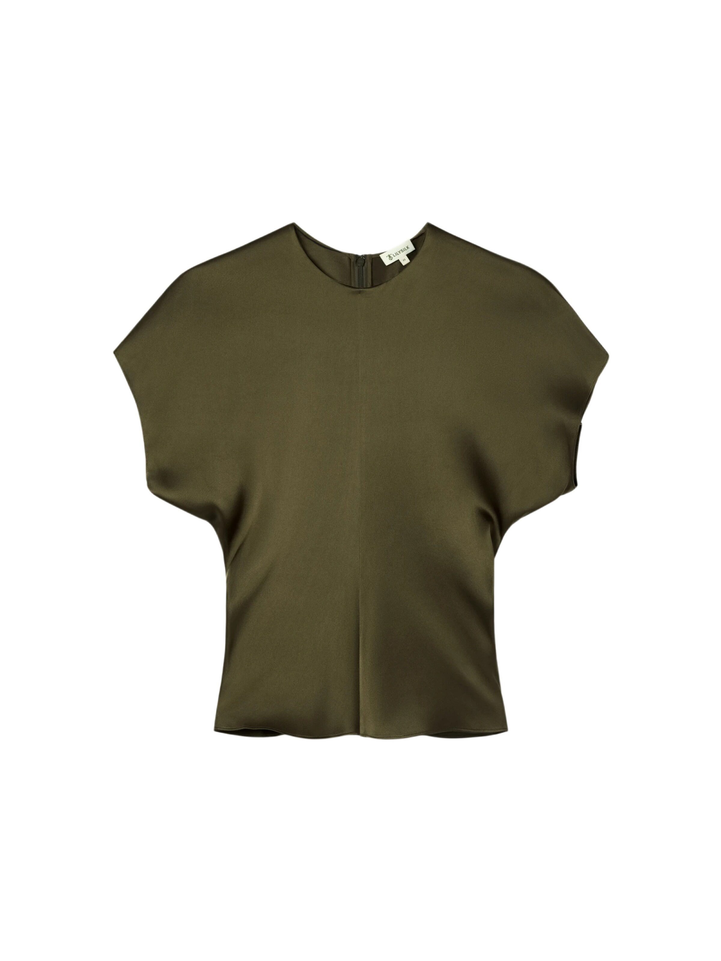 Lilysilk Blouse 'Seidentop mit kurzen Fledermausärmeln' in Groen: voorkant
