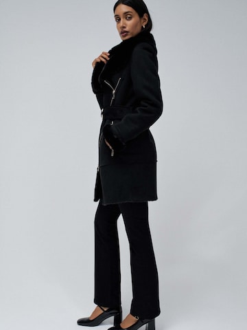 Salsa Jeans Winterjacke 'Long Shearling Coat' in Schwarz