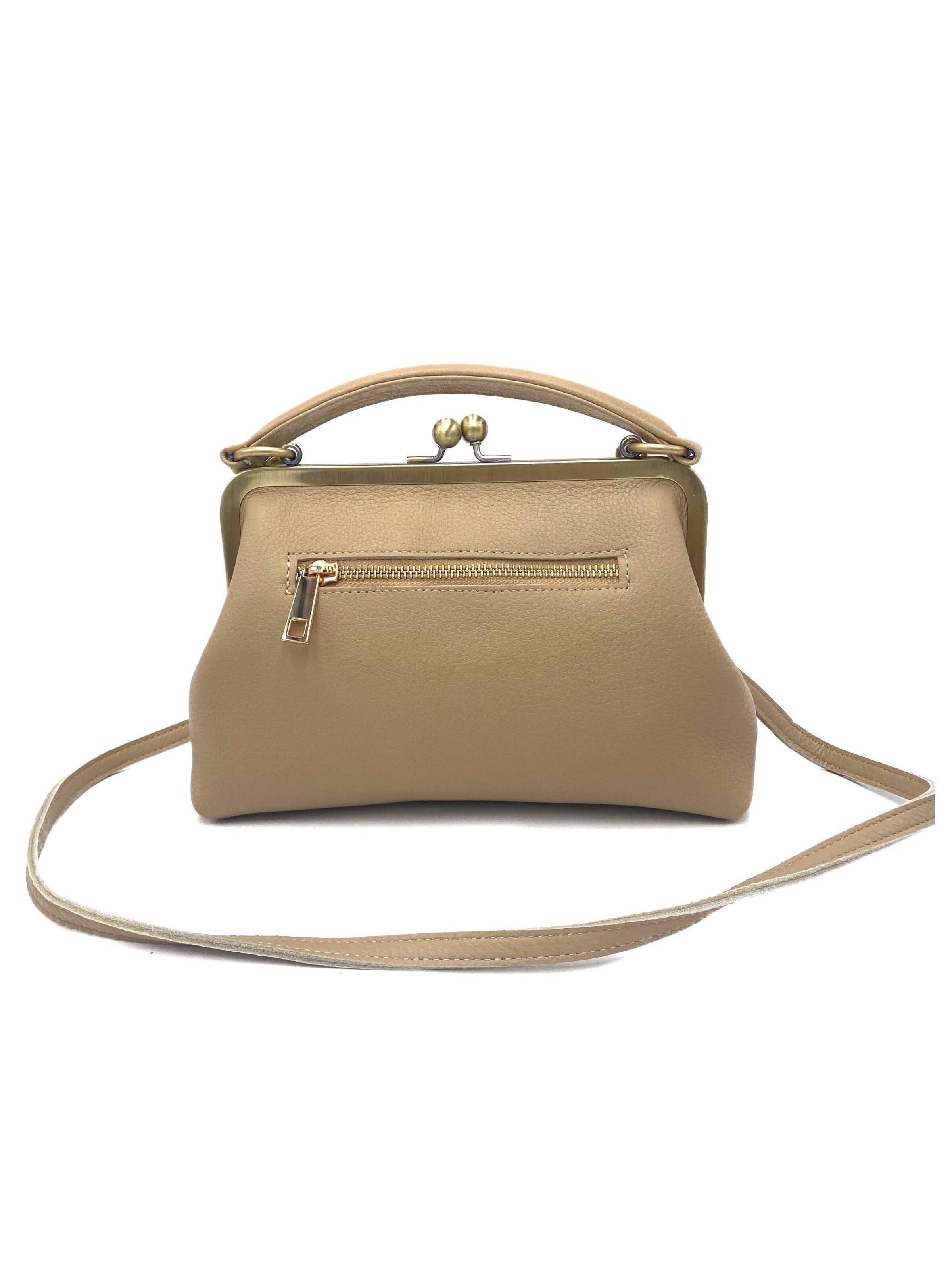 Taschenkinder Handbag 'Kleine Olive – Leder Handtasche & Umhängetasche' in Beige