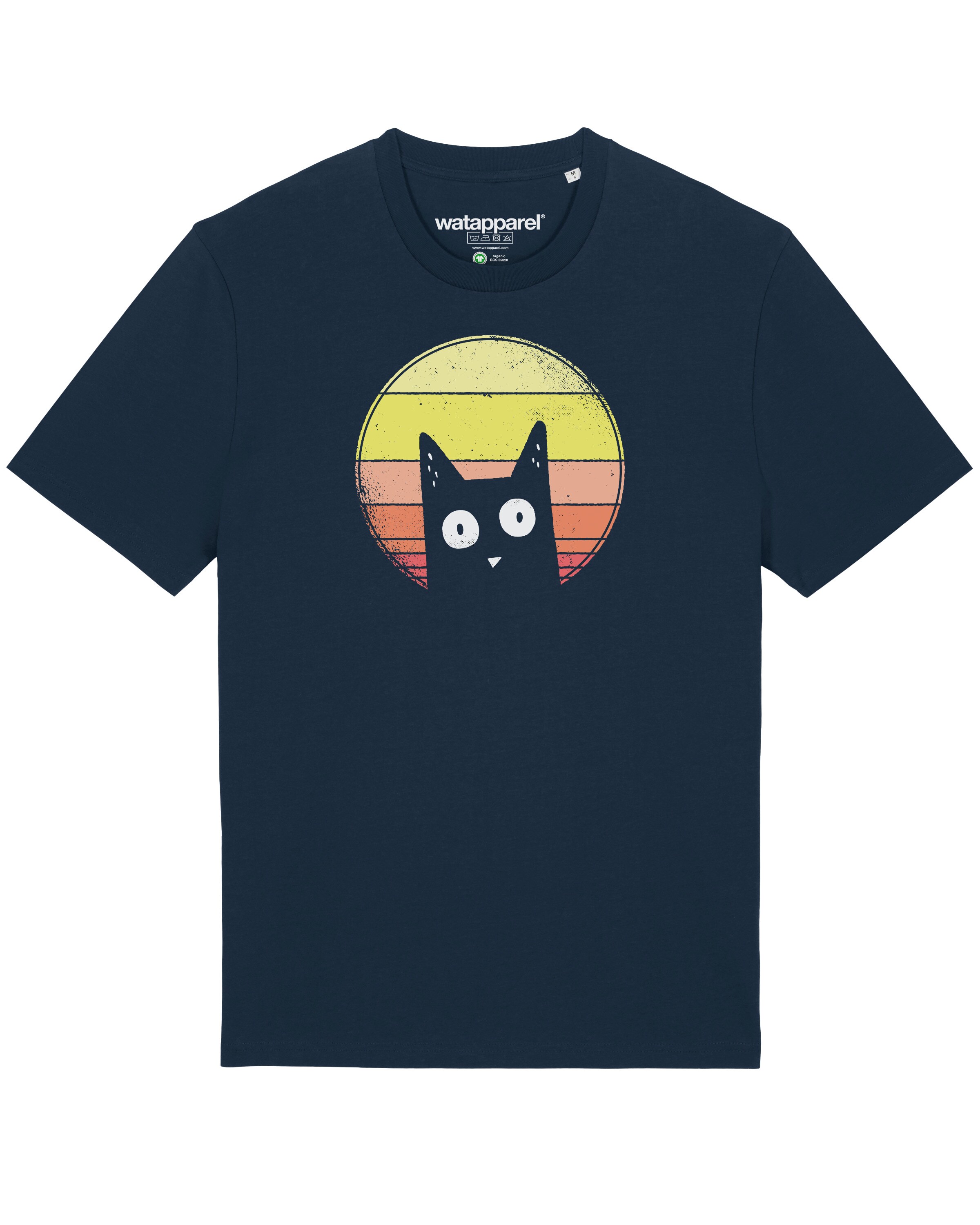 T-Shirt ' Sunset Cat ' Watapparel en bleu : devant