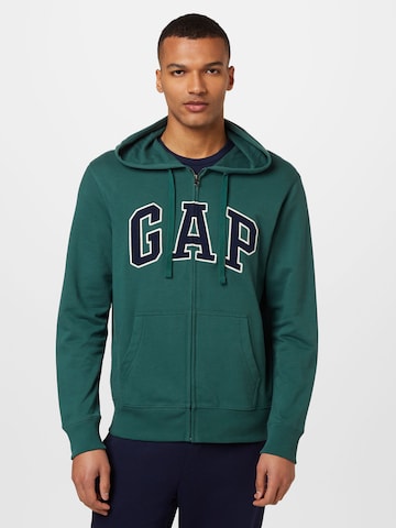 GAP Regular fit Sweatvest in Groen: voorkant