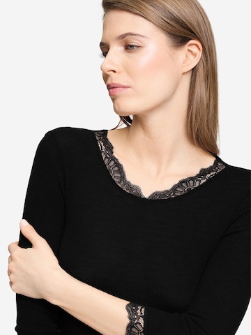 Hanro Shirt ' Woolen Lace ' in Zwart
