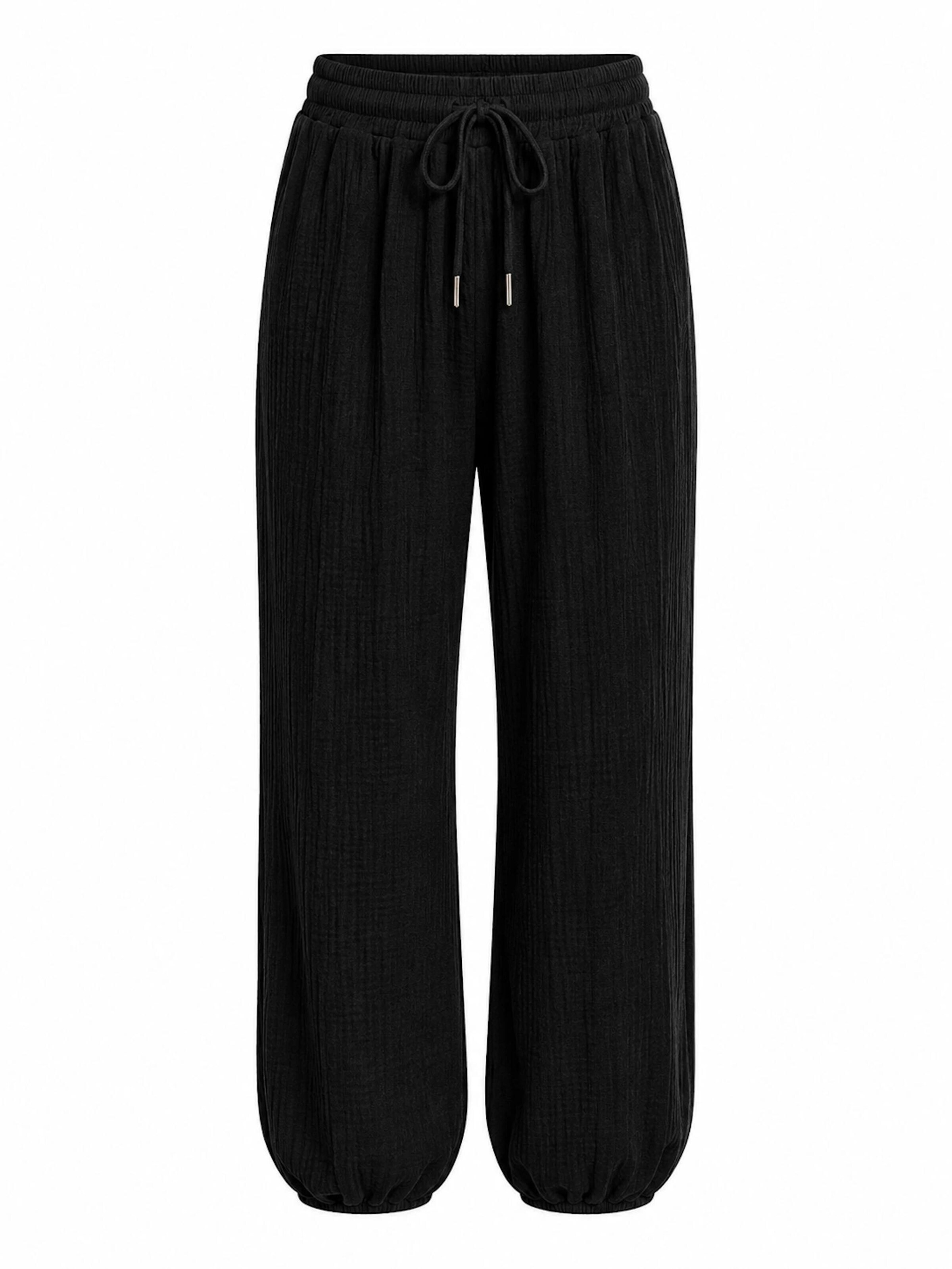 Worldclassca Regular Pants 'Damen Musselin Hose Sommer' in Black: front