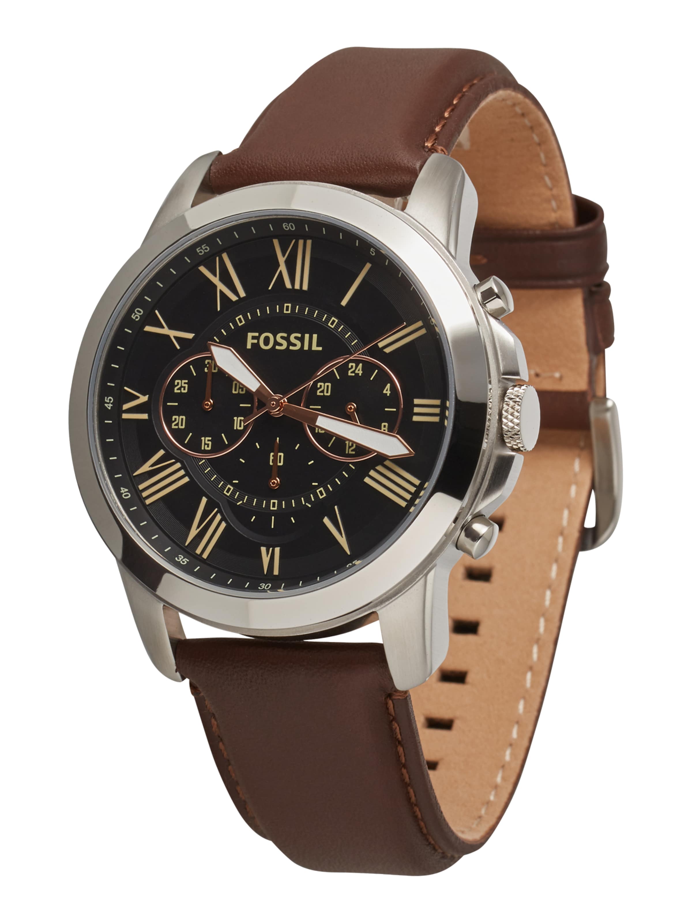 FOSSIL Αναλογικό ρολόι 'Grant' σε καφέ: μπροστά